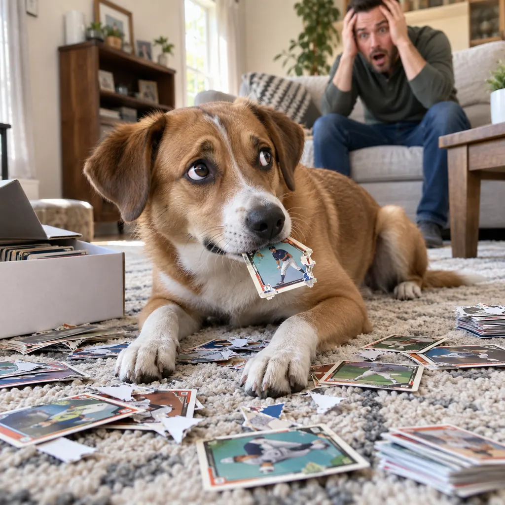 Dog Eating Cards
